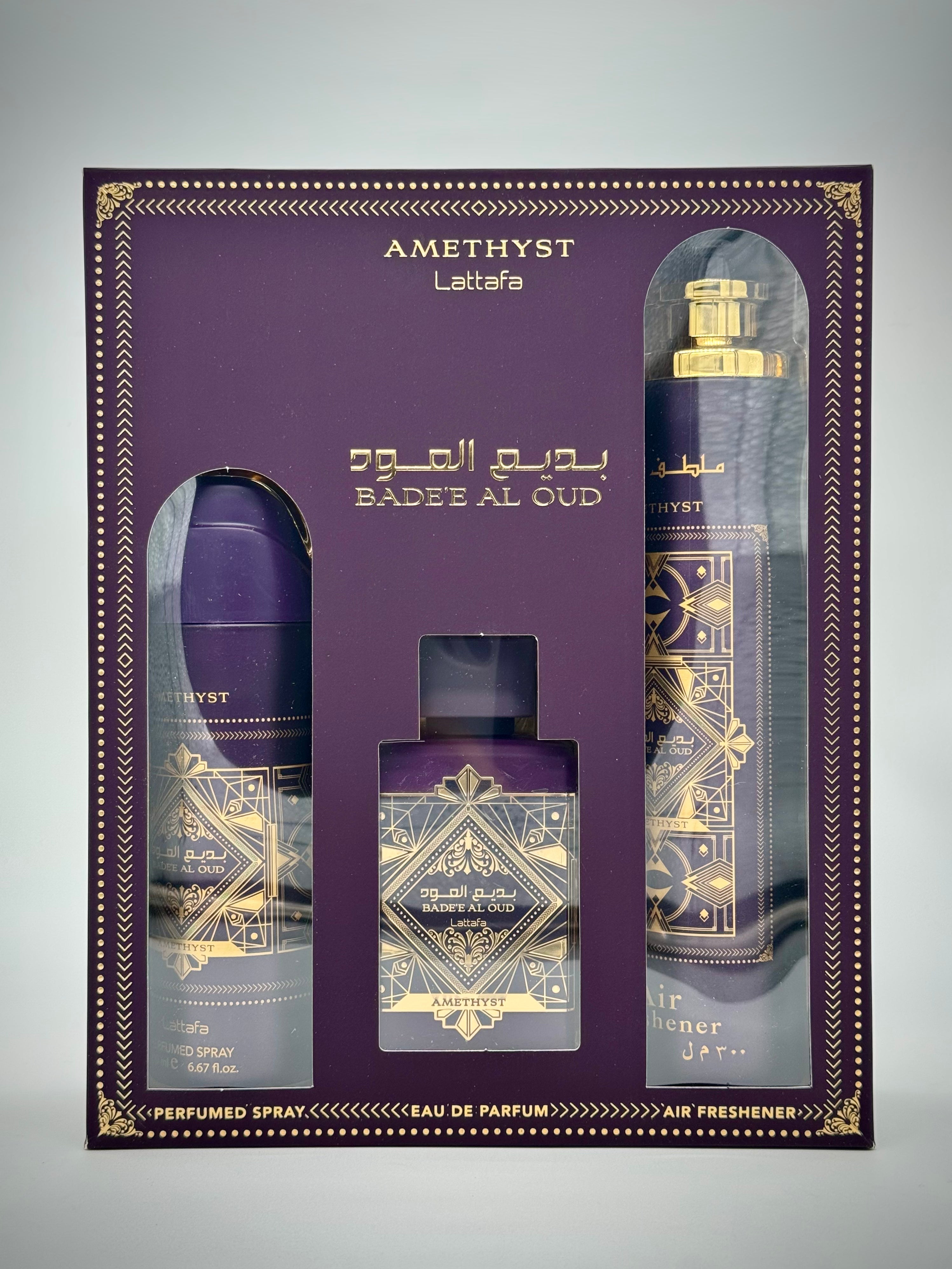 Set Bade'e Al Oud Amethyst + Deo 200ml + Ambientador